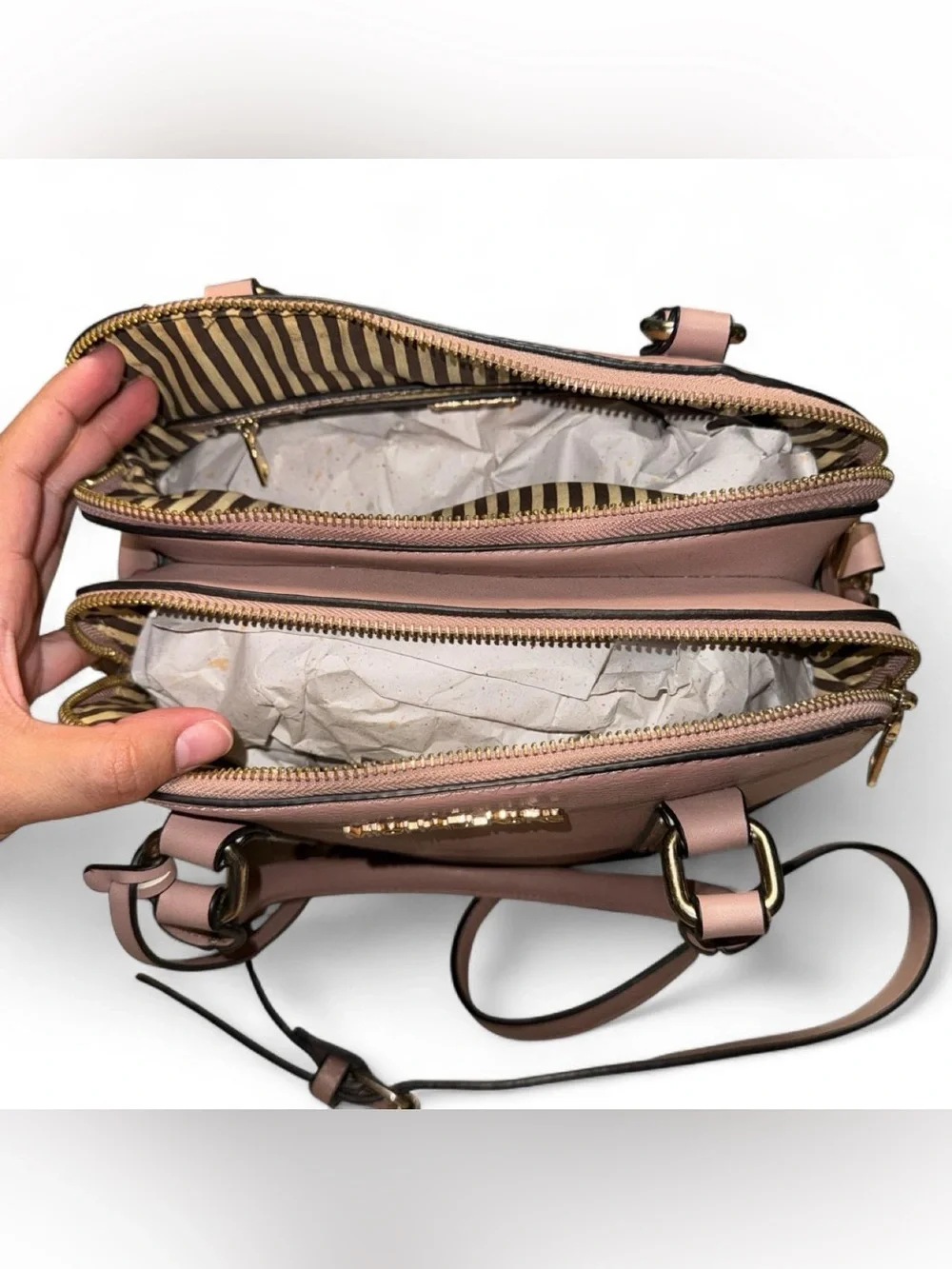 Michael Kors Blush Pink Dome Satchel with Gold Hardware